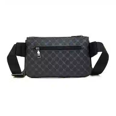 老人头 时尚百搭轻便 合成革 胸包 男款 花纹黑/灰色