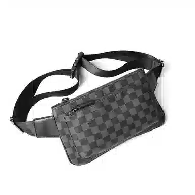 老人头 时尚百搭轻便 合成革 胸包 男款 花纹黑/灰色