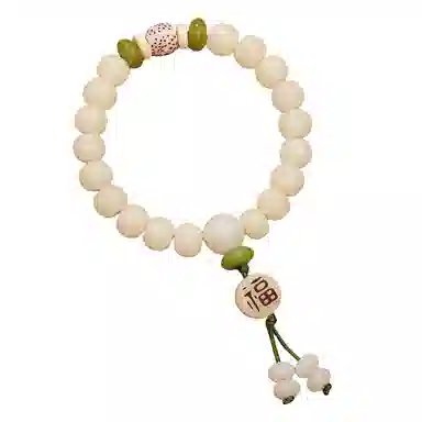 子婳 诸事顺遂国风文创复古花开富贵手持佛珠莲花盘玩文玩小众设计时尚百搭高级感#好运 白玉菩提 手串 男女同款情侣款