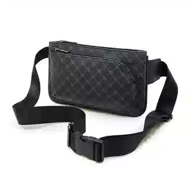 老人头 时尚百搭轻便 合成革 胸包 男款 花纹黑/灰色