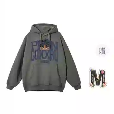棉购 春秋基础款美式复古字母印花上衣学生高街时尚潮流卡通人物休闲百搭外套长袖卫衣 男女同款