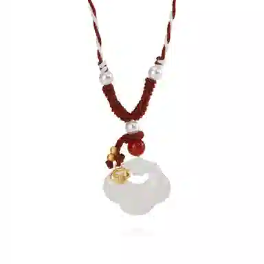 【S925银|甄选高品质|吉祥如意】 金师傅 祥云锁吊坠 平安锁新中式国潮优雅百搭显白 小众轻奢高级#好运 玉髓 编绳项链 男女同款情侣款
