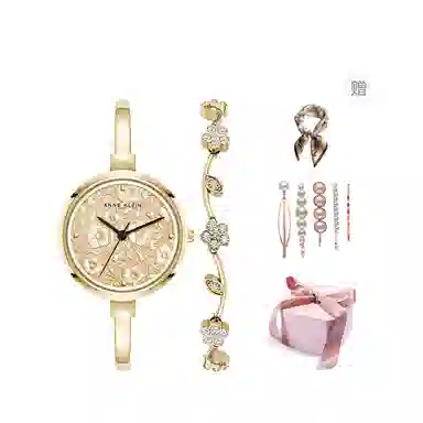 安妮克莱因 腕表 石英机芯 合金表带 金色表盘 女表 小众时尚通勤防水