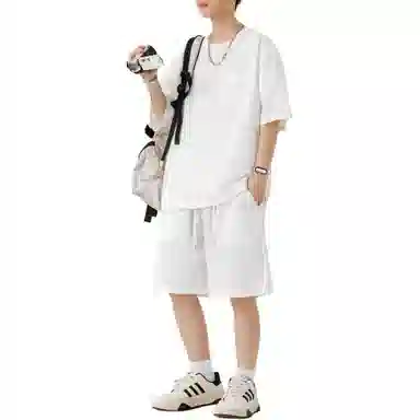 顶峰保罗 无性别主义纯色简约短袖体恤短裤帅气搭配亲肤舒适高级感宽松休闲运动套装 男女同款