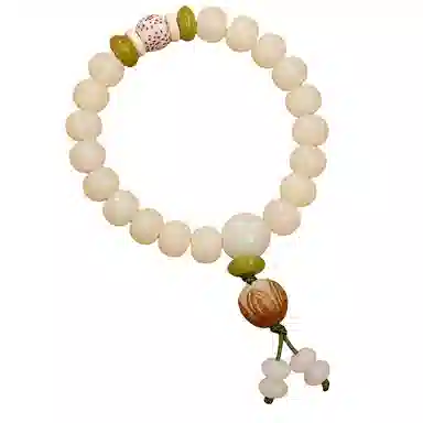 子婳 诸事顺遂国风文创复古花开富贵手持佛珠莲花盘玩文玩小众设计时尚百搭高级感#好运 白玉菩提 手串 男女同款情侣款