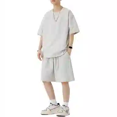 顶峰保罗 无性别主义纯色简约短袖体恤短裤帅气搭配亲肤舒适高级感宽松休闲运动套装 男女同款