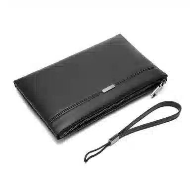 稻草人 休闲英伦风商务百搭 牛皮 卡包钱包手拿包 男款 黑色