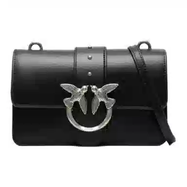 PINKO Classic Bird Logo Chain Shoulder Bag Black