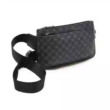 老人头 时尚百搭轻便 合成革 胸包 男款 花纹黑/灰色