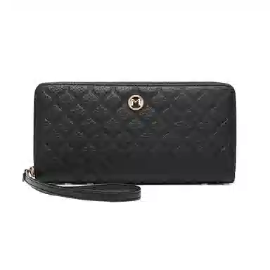 稻草人 高级感小香风菱格拉链开合长款多卡位 牛皮 手拿包 女款 黑色/米白/粉色