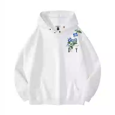 红蜻蜓 美式复古高街仿刺绣植物花卉设计感宽松舒适百搭日常通勤亲肤纯棉重磅潮流时尚简约长袖连帽卫衣 男女同款