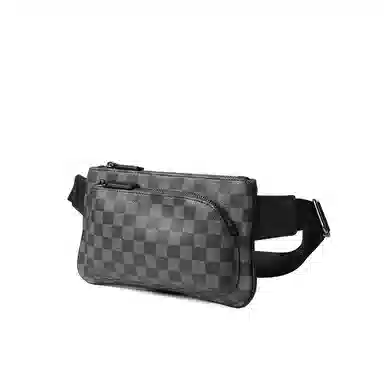 老人头 时尚百搭轻便 合成革 胸包 男款 花纹黑/灰色