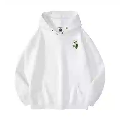 红蜻蜓 美式潮牌复古仿刺绣高街植物花卉设计感宽松舒适百搭日常通勤亲肤纯棉重磅潮流时尚简约长袖连帽卫衣 男女同款