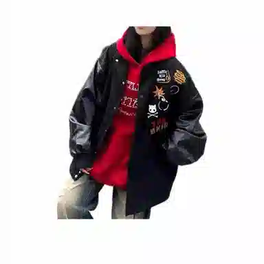 虫小绿  美式高街复古拼接刺绣飞行员与教练夹克风尚棒球服 男女同款