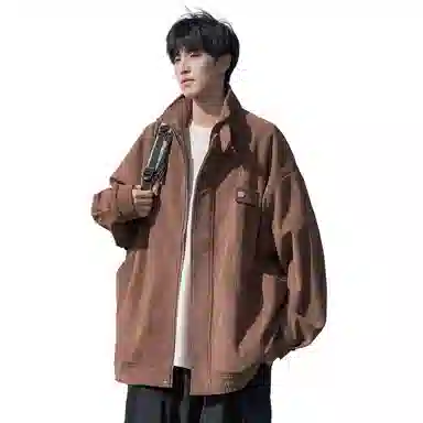 顶峰保罗 美式复古直筒工装无性别主义潮牌痞帅翻领上衣外套休闲百搭简约时尚纯色宽松长袖夹克 男女同款