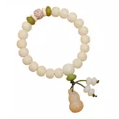 子婳 诸事顺遂国风文创复古花开富贵手持佛珠莲花盘玩文玩小众设计时尚百搭高级感#好运 白玉菩提 手串 男女同款情侣款