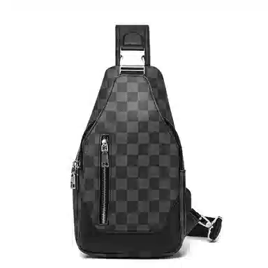 老人头 经典时尚潮流百搭 合成革 胸包 常规 男款 黑色