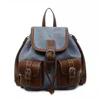 FCTOSSR Vintage College Backpack Denim Blue Black Tea White