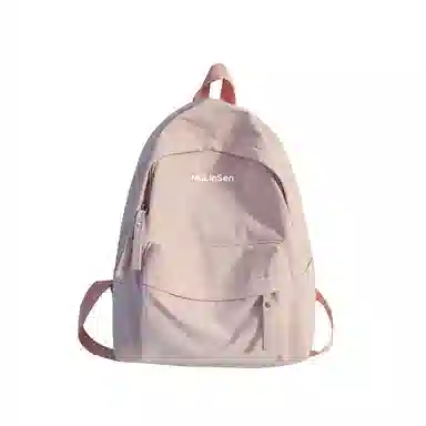 木林森 森系学院风大容量上课通勤拉链开合时尚简约纯色百搭 尼龙 双肩包 男女同款情侣款 多色