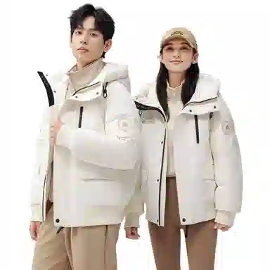 鸭鸭 紫钻系列连帽工装户外风休闲保暖纯色时尚简约短款羽绒服 男女同款