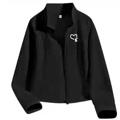 棉致 爱心白兔简约纯色修身短款细腻柔软时尚舒适学院风创意鱼骨分割线立领开衫插肩夹克 女款