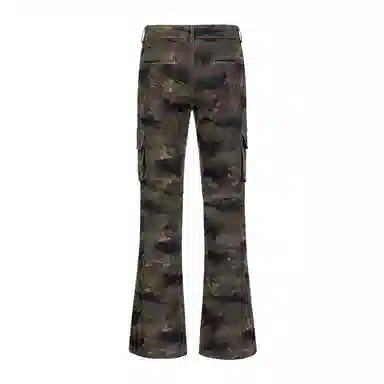 顶峰保罗 美式复古迷彩多口袋工装无性别主义微喇阔腿街头低腰高街伐木弹力长裤宽松百搭嘻哈休闲裤 男女同款