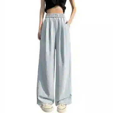 欧迪芬 高街垂感阔腿糯米奶芙山本裤褶皱薄款透气慵懒风宽松百搭休闲裤 女款
