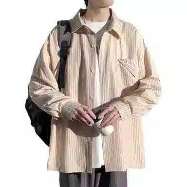 佐菲利 美式复古港风条纹长袖衬衣宽松百搭休闲薄款外套衬衫 男女同款