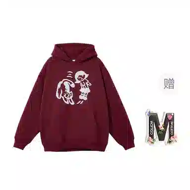 棉购 美式连帽印花潮外套学生卡通百搭卫衣 女款