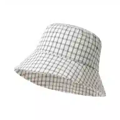 氧气樱桃 日系泡泡格纹薄款休闲时尚百搭文艺显脸小遮阳帽 棉 渔夫帽 男女同款情侣款