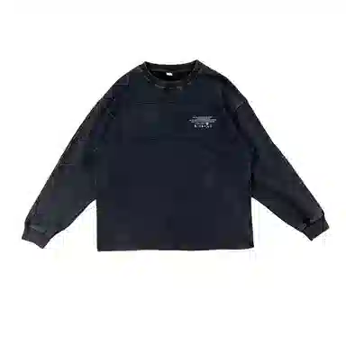 【dme】 美式复古水洗做旧字母印花圆领潮牌宽松休闲百搭长袖上衣卫衣 男女同款