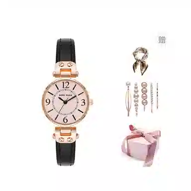 安妮克莱因 腕表 石英机芯 牛皮表带 白色表盘 女表 商务休闲