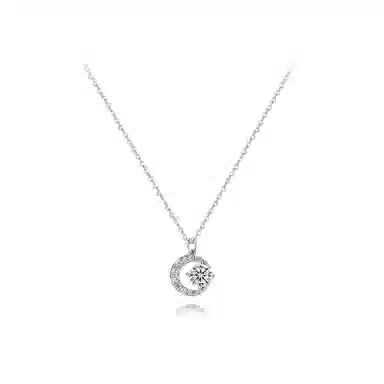 【纯银999】 六桂福珠宝 星月系列 经典百搭小众设计精致高级感简约学生日常时尚通勤轻奢约会温柔气质可调节锁骨链#好运 足银 项链 女款