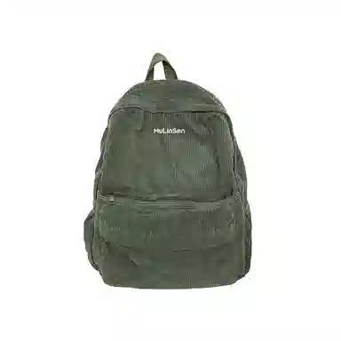 木林森 纯色大容量上课通勤时尚百搭 灯芯绒 双肩包 男女同款情侣款 白色/黑色/绿色/棕色