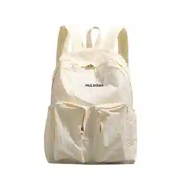 木林森 时尚简约纯色大容量上课通勤轻便防泼水 尼龙 双肩包 男女同款情侣款 多色