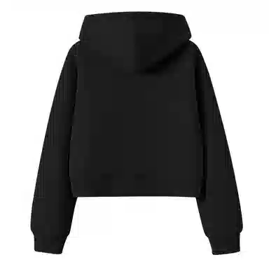 棉致 口袋猫简约休闲学院风舒适通勤百搭柔软短款宽松落肩挺括抗皱拉链开衫贴袋连帽卫衣 女款