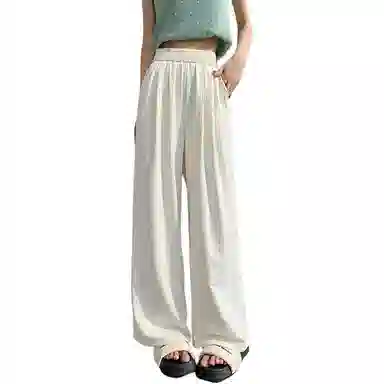 欧迪芬 高街垂感阔腿糯米奶芙山本裤褶皱薄款透气慵懒风宽松百搭休闲裤 女款