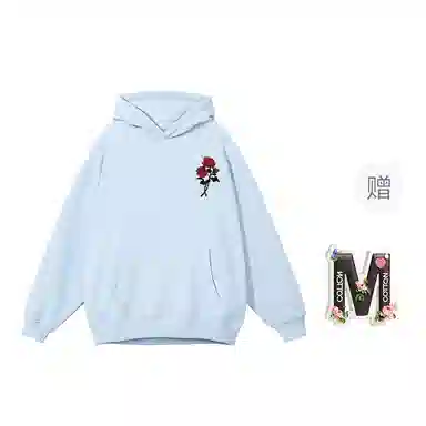 棉购 连帽宽松高街美式重磅玫瑰花卉卫衣 女款