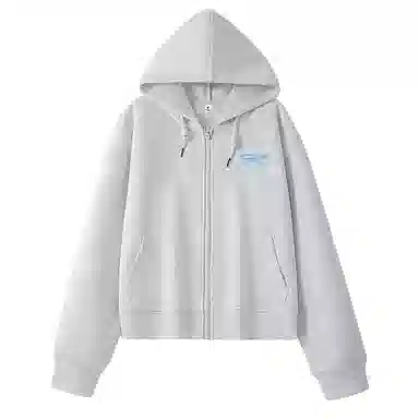 棉致 笔刷字母简约休闲学院风舒适通勤百搭柔软短款宽松落肩挺括抗皱拉链开衫贴袋连帽卫衣 女款