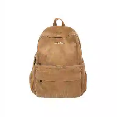 木林森 纯色大容量上课通勤时尚百搭 灯芯绒 双肩包 男女同款情侣款 白色/黑色/绿色/棕色