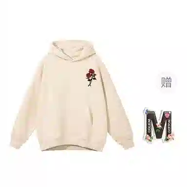 棉购 连帽宽松高街美式重磅玫瑰花卉卫衣 女款