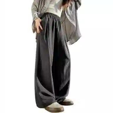 欧迪芬 高街垂感阔腿糯米奶芙山本裤褶皱薄款透气慵懒风宽松百搭休闲裤 女款