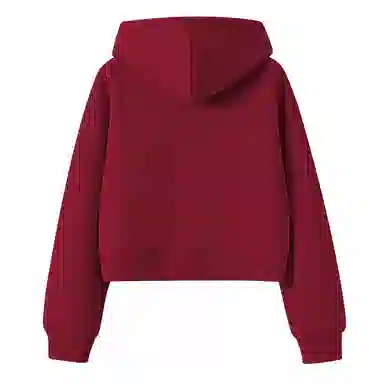 棉致 毛绒花朵简约休闲学院风舒适通勤百搭柔软短款宽松落肩挺括抗皱拉链开衫贴袋连帽卫衣 女款