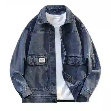 【dme】 美式高街复古水洗口袋翻领单排扣落肩长袖牛仔外套 男女同款