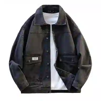 【dme】 美式高街复古水洗口袋翻领单排扣落肩长袖牛仔外套 男女同款