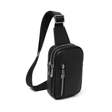 老人头 潮流胸前包通勤百搭高级感 头层牛皮 胸包 常规 男款 黑色