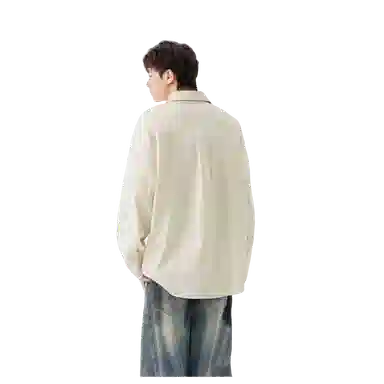 北极绒 纯色简约时尚百搭复古宽松衬衫 男款