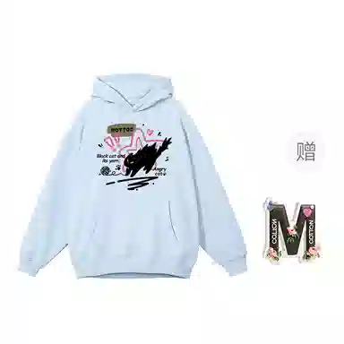 棉购 美式复古潮重磅连帽宽松卡通加绒加厚外套卫衣 男女同款