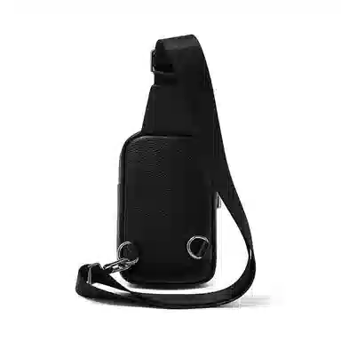 老人头 潮流胸前包通勤百搭高级感 头层牛皮 胸包 常规 男款 黑色