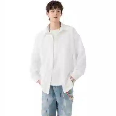 北极绒 纯色简约时尚百搭复古宽松衬衫 男款